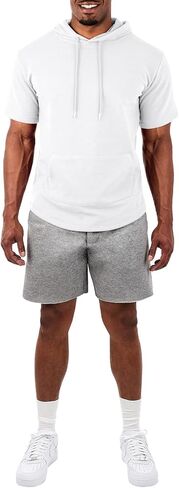 Ohoo Mens French Terry Hoodie Pullover Short Sleeve Lightweight Super Soft Hooded Sweatshirt in Saudi Arabia