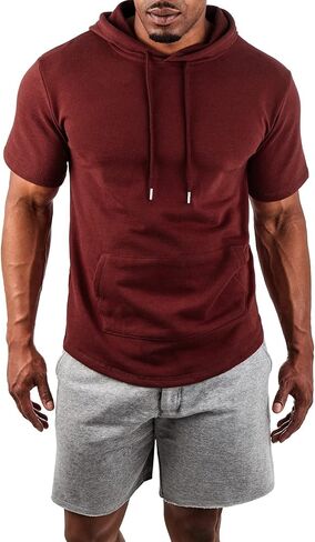 Ohoo Mens French Terry Hoodie Pullover Short Sleeve Lightweight Super Soft Hooded Sweatshirt in Saudi Arabia