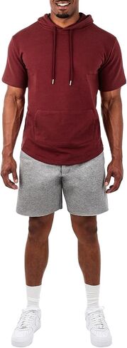 Ohoo Mens French Terry Hoodie Pullover Short Sleeve Lightweight Super Soft Hooded Sweatshirt in Saudi Arabia