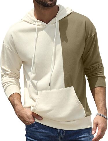 بلوفر رجالي من Aimeilgot مزود بغطاء للرأس وأكمام طويلة كاجوال مع جيب in Kuwait