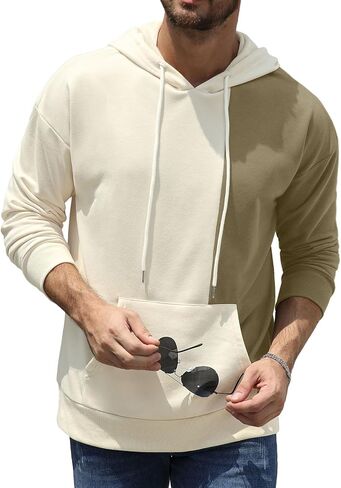 بلوفر رجالي من Aimeilgot مزود بغطاء للرأس وأكمام طويلة كاجوال مع جيب in Kuwait