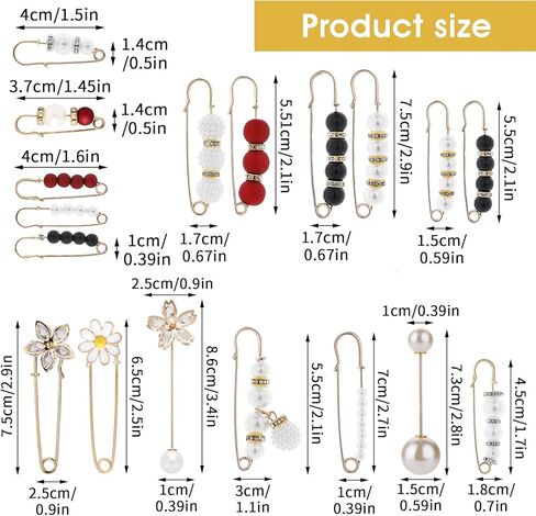 Lusofie 18 Pieces Women's Brooch with Pearl Rhinestone Fashion Artificial Pearl Brooch Cardigan Scarf Accessories for Women's Clothing, one size, Alloy Steel, pearl rhinestones in Kuwait