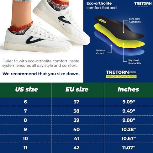TRETORN Women's Nyliteplus Canvas Sneakers Lace-Up Casual Tennis Shoes Classic Vintage Style in Saudi Arabia