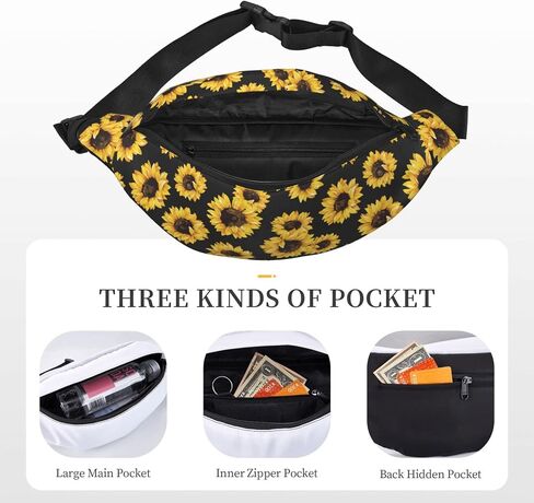 Mushroom Large Crossbody Fanny Pack Belt Bag With 3 Zipper Pockets, Gifts For Sports Festival Workout Traveling Running Casual Hands Free Waist Pack Wallets Phone Bag in Saudi Arabia