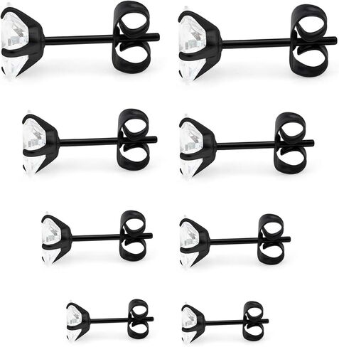 Cisyozi 4 أزواج 20 جرام الفولاذ المقاوم للصدأ الرجال النساء وأقراط الغضروف الأذن الثقب اللولب الزنمة الحديد واضح مربع تشيكوسلوفاكيا 3-6 مللي متر in Kuwait