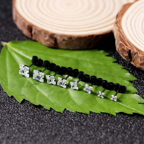 Cisyozi 4 أزواج 20 جرام الفولاذ المقاوم للصدأ الرجال النساء وأقراط الغضروف الأذن الثقب اللولب الزنمة الحديد واضح مربع تشيكوسلوفاكيا 3-6 مللي متر in Kuwait