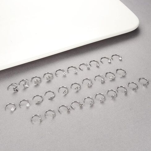 CASSIECA 15 زوجًا من الأقراط نصف الأطواق المصنوعة من الفولاذ المقاوم للصدأ أقراط هوجي هوب الصغيرة المخلب، الكرة، البار، النجمة، القمر، القلب، الفراشة، النقطة، تشيكوسلوفاكيا نصف الأطواق أقراط ثقب الغضروف أقراط صغيرة هوب in Kuwait