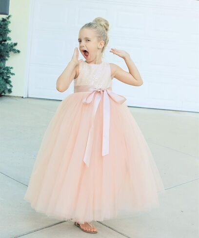 ekidsbridal القلب انقطاع الترتر زهرة فتاة اللباس الرسمي فساتين المناسبات الخاصة 172seq in Kuwait