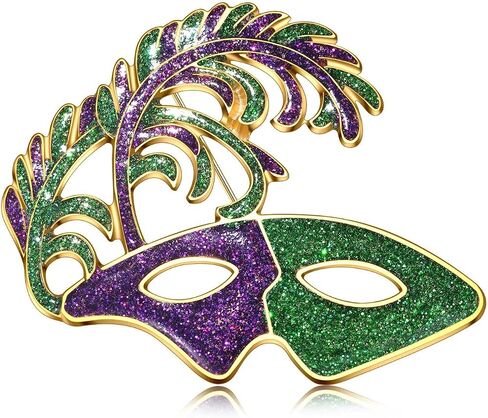 Mardi Gras Brooches Pin for Women Girls Rhinestone Mask Fleur De Lis Brooch Glitter Jester Pins Fat Tuesday Carnial Parade Holiday Brooches Jewelry in Saudi Arabia