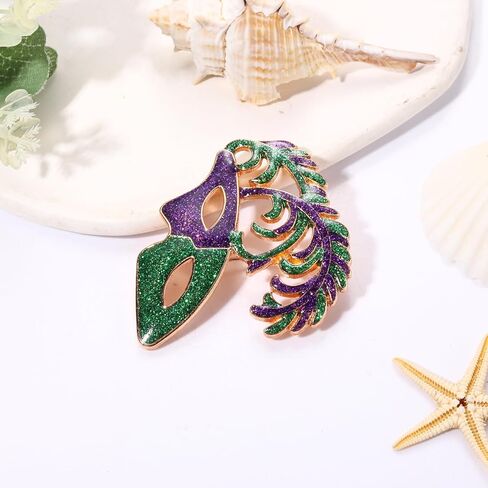 Mardi Gras Brooches Pin for Women Girls Rhinestone Mask Fleur De Lis Brooch Glitter Jester Pins Fat Tuesday Carnial Parade Holiday Brooches Jewelry in Saudi Arabia