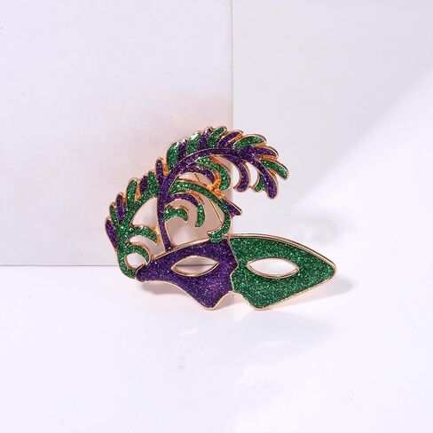 Mardi Gras Brooches Pin for Women Girls Rhinestone Mask Fleur De Lis Brooch Glitter Jester Pins Fat Tuesday Carnial Parade Holiday Brooches Jewelry in Saudi Arabia