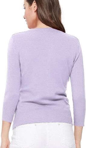 JSCEND Women's 3/4 Sleeve Crew Neck Button Down Stretch Knit Cardigan Sweater (S-3XL) in Saudi Arabia