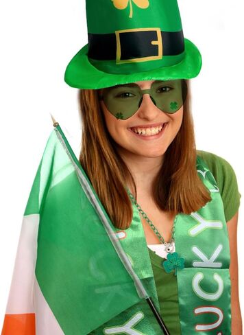longpo St Patricks Day Accessories Set for Adults St.Patrick's Day Costume for Women Men (Green) in Kuwait