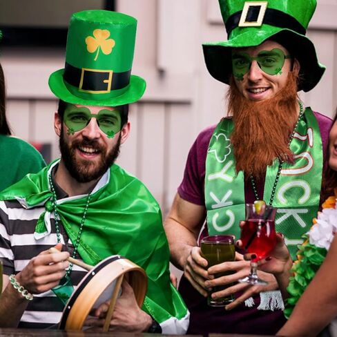 longpo St Patricks Day Accessories Set for Adults St.Patrick's Day Costume for Women Men (Green) in Kuwait