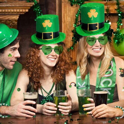 longpo St Patricks Day Accessories Set for Adults St.Patrick's Day Costume for Women Men (Green) in Kuwait