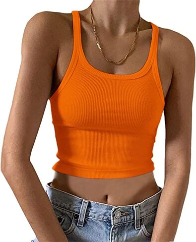MISSACTIVER Women’s Basic Rib Knit Crop Tank Top Casual Solid Scoop Neck Sleeveless Crop Top Camisole in Saudi Arabia