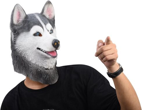 قصة الحفلة قناع رأس حيوان كلب الهاسكي السيبيري من اللاتكس، أقنعة مطاطية جديدة باللون الرمادي in Kuwait