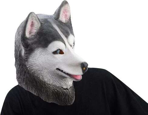 قصة الحفلة قناع رأس حيوان كلب الهاسكي السيبيري من اللاتكس، أقنعة مطاطية جديدة باللون الرمادي in Kuwait