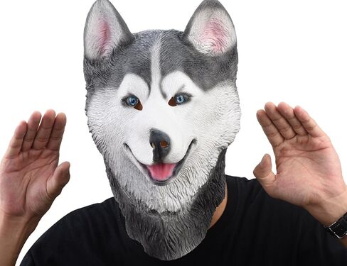 قصة الحفلة قناع رأس حيوان كلب الهاسكي السيبيري من اللاتكس، أقنعة مطاطية جديدة باللون الرمادي in Kuwait