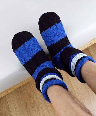 جوارب Keyela Slipper Socks ناعمة ومريحة سميكة للمنزل أحذية جورب داخلية مع نعل سفلي مضاد للانزلاق للرجال in Kuwait