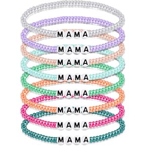 choice of all 8Pcs Mama Bracelet for Women Colorful Beaded Bracelet for Mom Letter Stretch Bracelet Mother's Day Gifts from Daughter in Saudi Arabia
