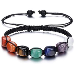 مانيفو سوار من 7 كريستالات شاكرا من احجار ريكي العلاجية المضفرة للنساء لليوجا والتامل in Kuwait