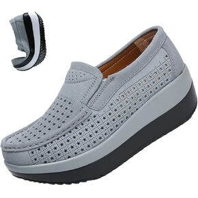 AngryMonkey Women's Fashion Platform Sneakers High Hidden Heel Wedge Moccasin Slip-on Casual Low Top Non-Slip Walking Shoes