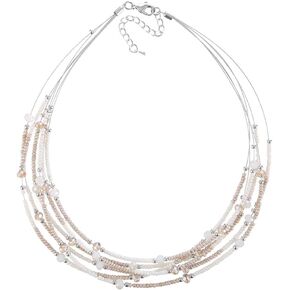 PEARL&CLUB Crystal Layered Statement Necklace For Women - Choker Necklace with Chunky Silver Chain, Birthday Gifts For Women