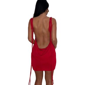 JUMISEE Women Sexy Backless Draped Mini Dress Elegant Sleeveless Spaghetti Strap Bodycon Evening Dress Club Party Dress in Kuwait