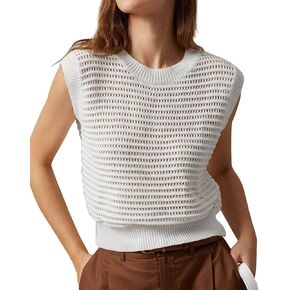 Lueluoye Women's Summer Knit Sweater Vest Cap Sleeve Casual Trendy Crew Neck Ribbed Pullover Tank Tops in Saudi Arabia