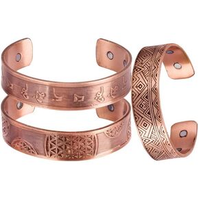 FASHIONZAADI Copper Bracelets For Women - Copper Bracelet - Bracelet For Men Copper - Healing Bracelet For Women - Copper Jewelry For Women - Tibetan Copper Bracelet For Women - Set Of 3 in Kuwait