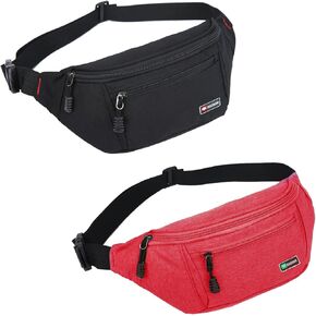 2 Packs Fanny Packs for Men and Women, Water Resistant Sports Waist Pack Bag Hip Bum Bag for Travel Hiking Running in Kuwait