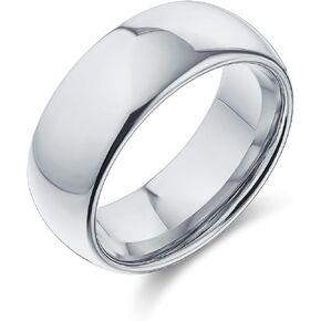 Plain Simple Wide Dome Black Or Silver Couples Titanium Wedding Band Ring For Men For Women Comfort Fit 8MM Size 5-14 in Saudi Arabia