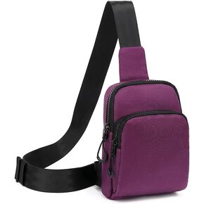 FAIME Small Sling Bag Waterproof Fanny Packs for Men Women Cell Phone Purse Crossbody Shoulder Chest Bag for Running Hiking (Black)