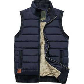 HOW'ON Men's Warm Outdoor Sleeveless Stand Collar Fleece Lined Vest Outwear