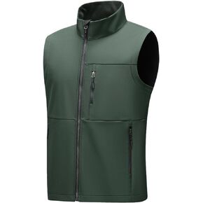 PEGENO Men's Lightweight Softshell Golf Vests Fleece Lined Outdoor Windproof Sleeveless Jacket for Running Hiking Sports