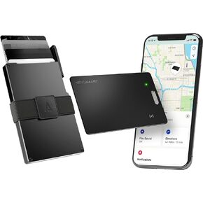 حزمة محفظة KeySmart STATIK Ultimate - محفظة Statik Pop Up Wallet SmartCard رفيعة لتتبع المحفظة - حجب RFID، تصميم بسيط والعثور على تطبيقي - يحمل إجمالي 15 بطاقة - ألومنيوم أسود in Kuwait