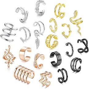 هاياسو 20 قطعة من اقراط الاذن غير قابلة للتعديل بمشبك على الاذن والغضروف, مكعب زركونيا, مكعب زركونيا in Kuwait