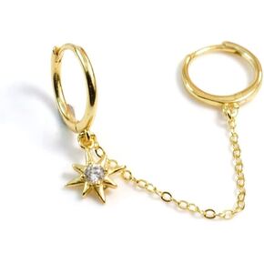Dainty Star Burst Tassel Dangle Hoop Earring Cubic Zirconia Crystal Cartilage Climber Hugggie Hoops Earring Stars Drop Long Chain Crawler Wrap Cuffs Fashion Jewelry Gifts for Women Girls Daughter