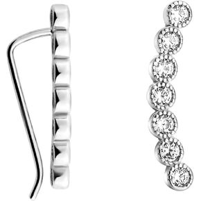 SOFIA MILANI - 21044 - Women's Earrings with Cubic Zirconia Stone - Curved Design Ear Climber - 925 Sterling Silver, Sterling Silver, Cubic Zirconia in Kuwait