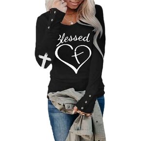 Jesus Has My Back Shirt Womens Long Sleeve, Blessed Shirts for Women Jesus Has My Back, Christian Casual Letter Print Shirt in Saudi Arabia