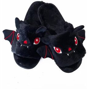 Gothic Rebel Black Fuzzy Comfy Bat Slippers in Kuwait