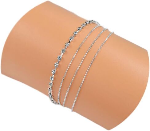 sjmygudgo Ankle Bracelets for Women 14k Gold Plated Silver Anklets for Women Beaded Anklets Set Summer Beach Anklets for Women Teen Girls Gold Jewelry Gifts in Saudi Arabia