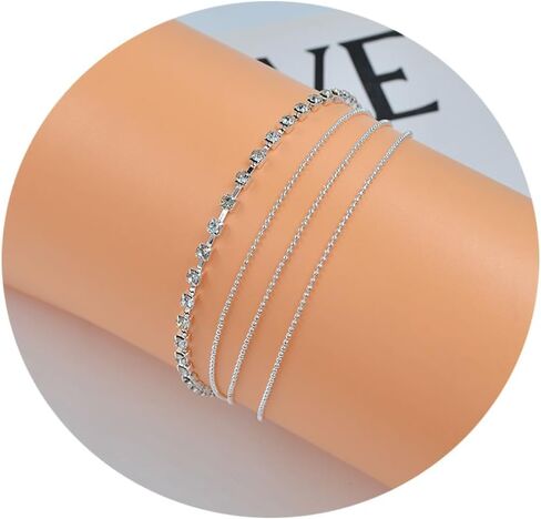 sjmygudgo Ankle Bracelets for Women 14k Gold Plated Silver Anklets for Women Beaded Anklets Set Summer Beach Anklets for Women Teen Girls Gold Jewelry Gifts in Saudi Arabia