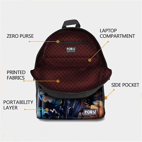 FOR U DESIGNS Fire Basketball Printed Boys School Backpacks Travel Rucksack Book Bag in Kuwait