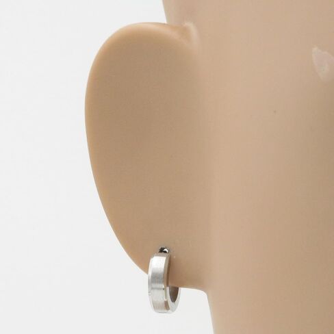 Pair Stainless Steel Slant Edge Hoop Huggy Earrings Silver Gold Black 4mm in Saudi Arabia