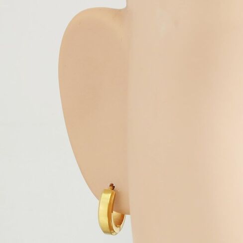 Pair Stainless Steel Slant Edge Hoop Huggy Earrings Silver Gold Black 4mm in Saudi Arabia