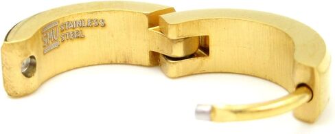 Pair Stainless Steel Slant Edge Hoop Huggy Earrings Silver Gold Black 4mm in Saudi Arabia