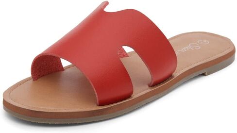 Shoe Land Womens SL-Ember Flat Sandals Slip on Slides Open Toe One Band Comfort Walking Sandal in Saudi Arabia