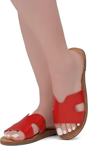 Shoe Land Womens SL-Ember Flat Sandals Slip on Slides Open Toe One Band Comfort Walking Sandal in Saudi Arabia